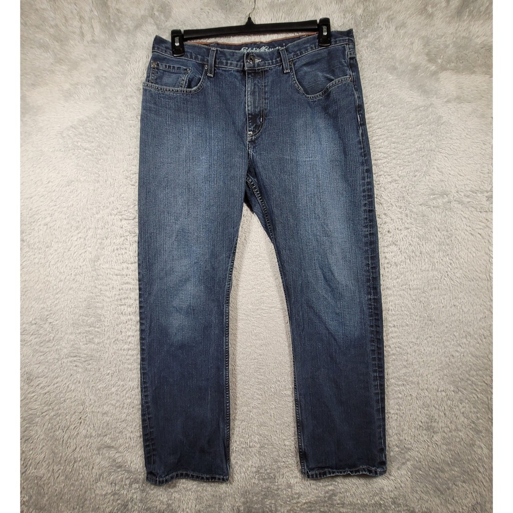 Eddie Bauer Straight Leg Jeans Mens 36x32 Blue Dark Wash (35x30)